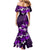 Fiji Masi Mermaid Dress Fijian Hibiscus Tapa Purple Version LT01 - Polynesian Pride