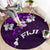 Fiji Masi Round Carpet Fijian Hibiscus Tapa Purple Version LT01 - Polynesian Pride