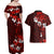 Fiji Masi Couples Matching Off Shoulder Maxi Dress and Hawaiian Shirt Fijian Hibiscus Tapa Red Version LT01 - Polynesian Pride