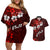 Fiji Masi Couples Matching Off Shoulder Short Dress and Hawaiian Shirt Fijian Hibiscus Tapa Red Version LT01 Red - Polynesian Pride