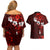 Fiji Masi Couples Matching Off Shoulder Short Dress and Hawaiian Shirt Fijian Hibiscus Tapa Red Version LT01 - Polynesian Pride