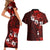 Fiji Masi Couples Matching Short Sleeve Bodycon Dress and Hawaiian Shirt Fijian Hibiscus Tapa Red Version LT01 - Polynesian Pride