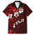 Fiji Masi Family Matching Long Sleeve Bodycon Dress and Hawaiian Shirt Fijian Hibiscus Tapa Red Version LT01 Dad's Shirt - Short Sleeve Red - Polynesian Pride