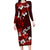 Fiji Masi Family Matching Long Sleeve Bodycon Dress and Hawaiian Shirt Fijian Hibiscus Tapa Red Version LT01 Mom's Dress Red - Polynesian Pride