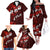 Fiji Masi Family Matching Off Shoulder Long Sleeve Dress and Hawaiian Shirt Fijian Hibiscus Tapa Red Version LT01 - Polynesian Pride