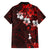 Fiji Masi Family Matching Puletasi Dress and Hawaiian Shirt Fijian Hibiscus Tapa Red Version LT01 - Polynesian Pride