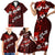 Fiji Masi Family Matching Short Sleeve Bodycon Dress and Hawaiian Shirt Fijian Hibiscus Tapa Red Version LT01 - Polynesian Pride