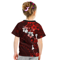 Fiji Masi Kid T Shirt Fijian Hibiscus Tapa Red Version LT01 - Polynesian Pride