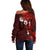 Fiji Masi Off Shoulder Sweater Fijian Hibiscus Tapa Red Version LT01 - Polynesian Pride