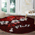 Fiji Masi Round Carpet Fijian Hibiscus Tapa Red Version LT01 - Polynesian Pride