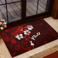 Fiji Masi Rubber Doormat Fijian Hibiscus Tapa Red Version LT01 - Polynesian Pride