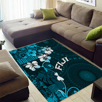 Fiji Masi Area Rug Fijian Hibiscus Tapa Sky Blue Version LT01 - Polynesian Pride