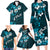 Fiji Masi Family Matching Long Sleeve Bodycon Dress and Hawaiian Shirt Fijian Hibiscus Tapa Sky Blue Version LT01 - Polynesian Pride