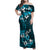 Fiji Masi Family Matching Off Shoulder Maxi Dress and Hawaiian Shirt Fijian Hibiscus Tapa Sky Blue Version LT01 Mom's Dress Blue - Polynesian Pride