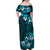 Fiji Masi Family Matching Off Shoulder Maxi Dress and Hawaiian Shirt Fijian Hibiscus Tapa Sky Blue Version LT01 - Polynesian Pride