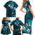 Fiji Masi Family Matching Short Sleeve Bodycon Dress and Hawaiian Shirt Fijian Hibiscus Tapa Sky Blue Version LT01 - Polynesian Pride