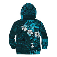 Fiji Masi Kid Hoodie Fijian Hibiscus Tapa Sky Blue Version LT01 - Polynesian Pride