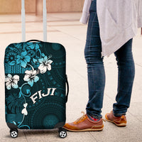 Fiji Masi Luggage Cover Fijian Hibiscus Tapa Sky Blue Version LT01 Blue - Polynesian Pride