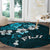 Fiji Masi Round Carpet Fijian Hibiscus Tapa Sky Blue Version LT01 - Polynesian Pride