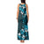 Fiji Masi Tank Maxi Dress Fijian Hibiscus Tapa Sky Blue Version LT01 - Polynesian Pride