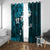 Fiji Masi Window Curtain Fijian Hibiscus Tapa Sky Blue Version LT01 With Grommets Blue - Polynesian Pride