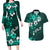 Fiji Masi Couples Matching Long Sleeve Bodycon Dress and Hawaiian Shirt Fijian Hibiscus Tapa Turquoise Version LT01 Turquoise - Polynesian Pride