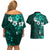 Fiji Masi Couples Matching Off Shoulder Short Dress and Hawaiian Shirt Fijian Hibiscus Tapa Turquoise Version LT01 - Polynesian Pride