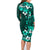 Fiji Masi Family Matching Long Sleeve Bodycon Dress and Hawaiian Shirt Fijian Hibiscus Tapa Turquoise Version LT01 - Polynesian Pride