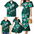 Fiji Masi Family Matching Mermaid Dress and Hawaiian Shirt Fijian Hibiscus Tapa Turquoise Version LT01 - Polynesian Pride