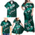 Fiji Masi Family Matching Off Shoulder Maxi Dress and Hawaiian Shirt Fijian Hibiscus Tapa Turquoise Version LT01 - Polynesian Pride