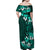 Fiji Masi Family Matching Off Shoulder Maxi Dress and Hawaiian Shirt Fijian Hibiscus Tapa Turquoise Version LT01 - Polynesian Pride