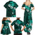 Fiji Masi Family Matching Summer Maxi Dress and Hawaiian Shirt Fijian Hibiscus Tapa Turquoise Version LT01 - Polynesian Pride