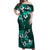 Fiji Masi Off Shoulder Maxi Dress Fijian Hibiscus Tapa Turquoise Version LT01 Women Turquoise - Polynesian Pride