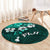 Fiji Masi Round Carpet Fijian Hibiscus Tapa Turquoise Version LT01 - Polynesian Pride