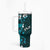 Fiji Masi Tumbler With Handle Fijian Hibiscus Tapa Turquoise Version