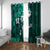 Fiji Masi Window Curtain Fijian Hibiscus Tapa Turquoise Version LT01 With Grommets Turquoise - Polynesian Pride