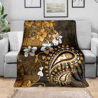 Fiji Masi Paisley With Hibiscus Tapa Blanket Gold Version LT01 - Polynesian Pride