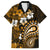 Fiji Masi Paisley With Hibiscus Tapa Family Matching Long Sleeve Bodycon Dress and Hawaiian Shirt Gold Version LT01 Dad's Shirt - Short Sleeve Gold - Polynesian Pride