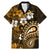 Fiji Masi Paisley With Hibiscus Tapa Family Matching Mermaid Dress and Hawaiian Shirt Gold Version LT01 Dad's Shirt - Short Sleeve Gold - Polynesian Pride