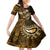 Fiji Masi Paisley With Hibiscus Tapa Family Matching Off Shoulder Short Dress and Hawaiian Shirt Gold Version LT01 Daughter's Dress Gold - Polynesian Pride