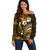 Fiji Masi Paisley With Hibiscus Tapa Off Shoulder Sweater Gold Version LT01 Women Gold - Polynesian Pride