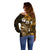 Fiji Masi Paisley With Hibiscus Tapa Off Shoulder Sweater Gold Version LT01 - Polynesian Pride