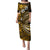 Fiji Masi Paisley With Hibiscus Tapa Puletasi Gold Version LT01 Long Dress Gold - Polynesian Pride