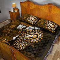 Fiji Masi Paisley With Hibiscus Tapa Quilt Bed Set Gold Version LT01 - Polynesian Pride