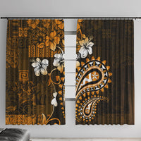 Fiji Masi Paisley With Hibiscus Tapa Window Curtain Gold Version LT01 With Hooks Gold - Polynesian Pride