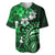 Fiji Masi Paisley With Hibiscus Tapa Baseball Jersey Green Version LT01 Green - Polynesian Pride