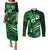 Fiji Masi Paisley With Hibiscus Tapa Couples Matching Puletasi Dress and Long Sleeve Button Shirt Green Version LT01 Green - Polynesian Pride