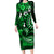 Fiji Masi Paisley With Hibiscus Tapa Family Matching Long Sleeve Bodycon Dress and Hawaiian Shirt Green Version LT01 Mom's Dress Green - Polynesian Pride