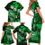 Fiji Masi Paisley With Hibiscus Tapa Family Matching Short Sleeve Bodycon Dress and Hawaiian Shirt Green Version LT01 - Polynesian Pride