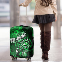 Fiji Masi Paisley With Hibiscus Tapa Luggage Cover Green Version LT01 - Polynesian Pride